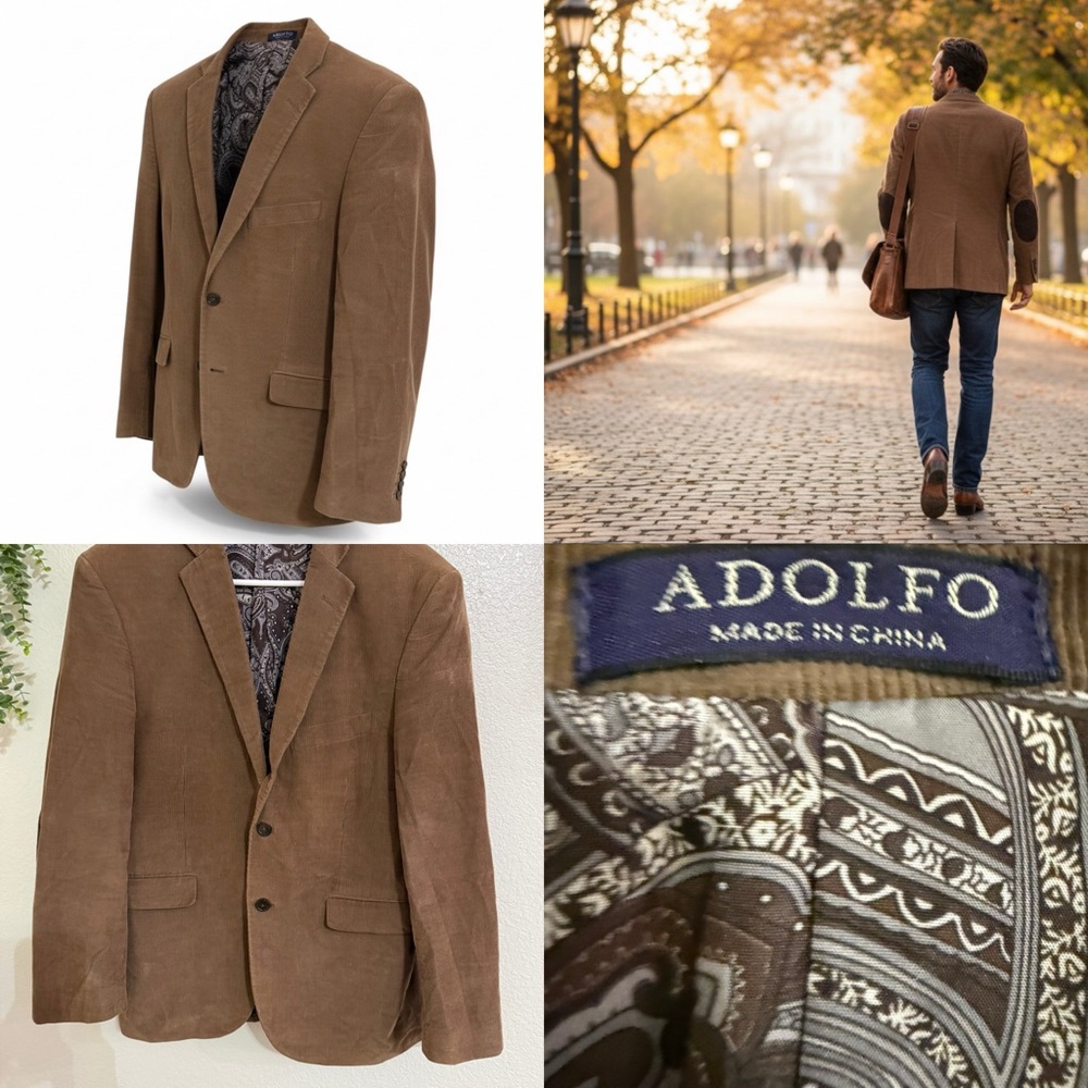 Adolfo Brown Corduroy Blazer 40R